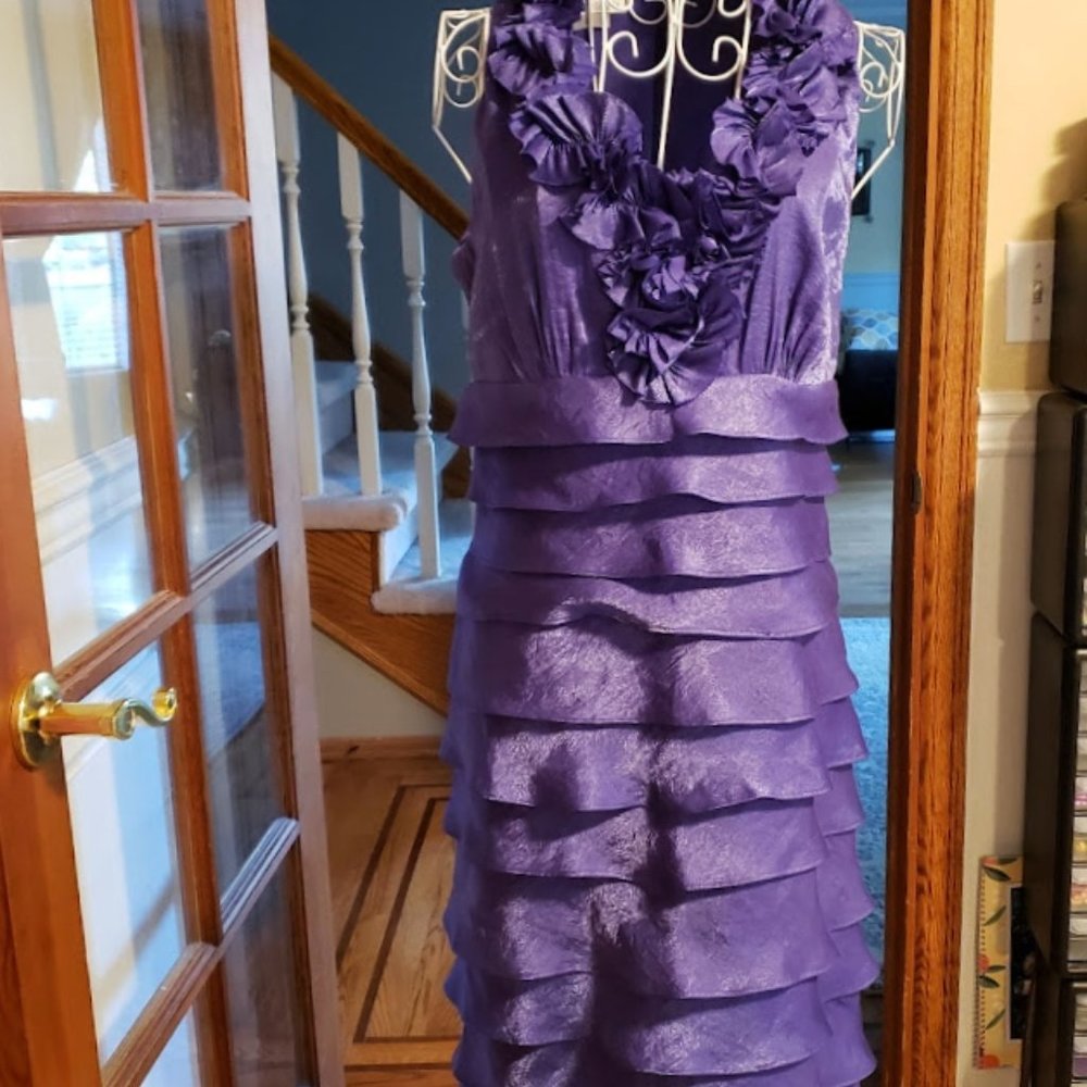 NWT London Times sz 8 ruffled Purple dress - Picture 2 of 7